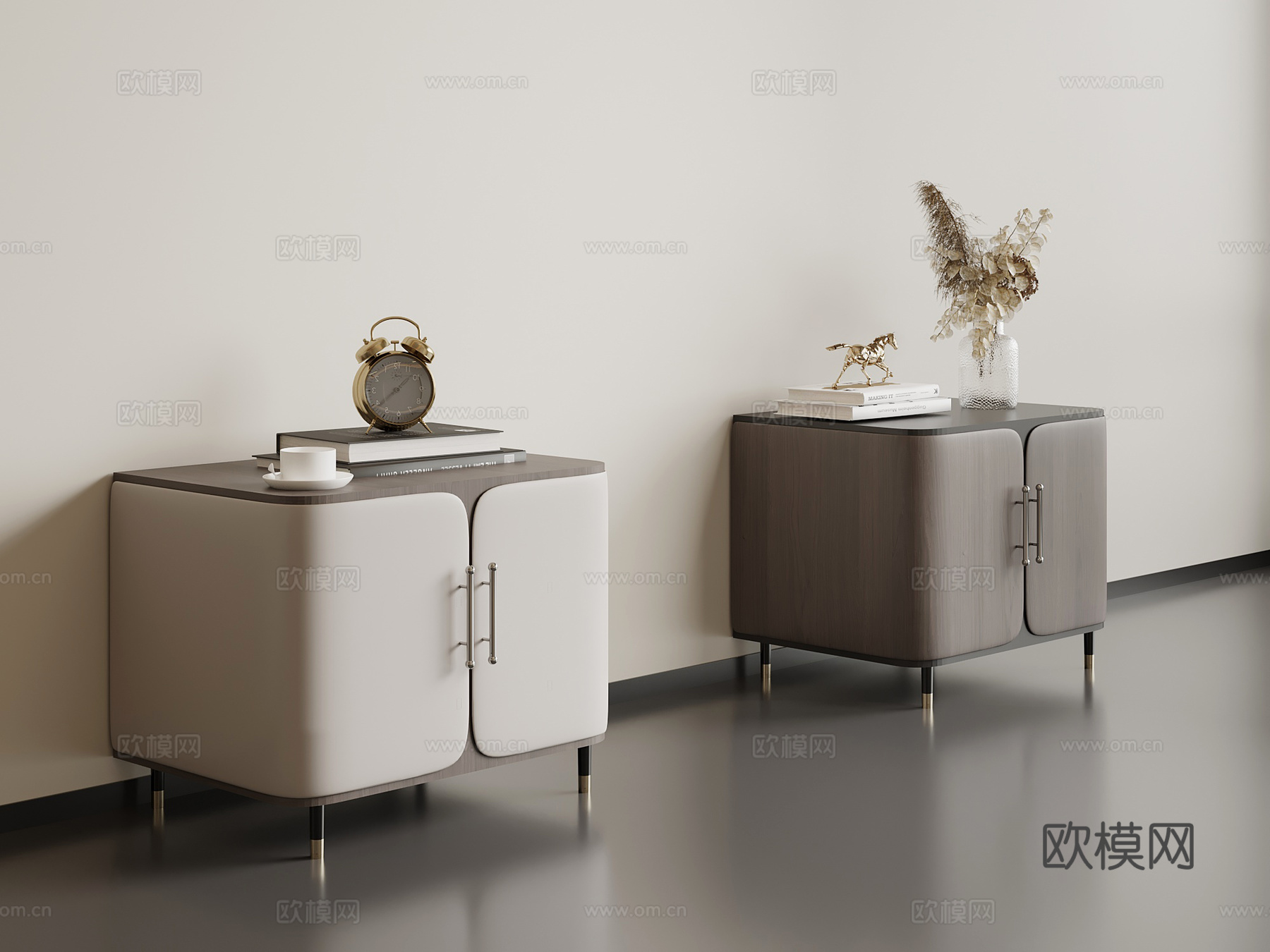 现代意式床头柜 边柜su模型