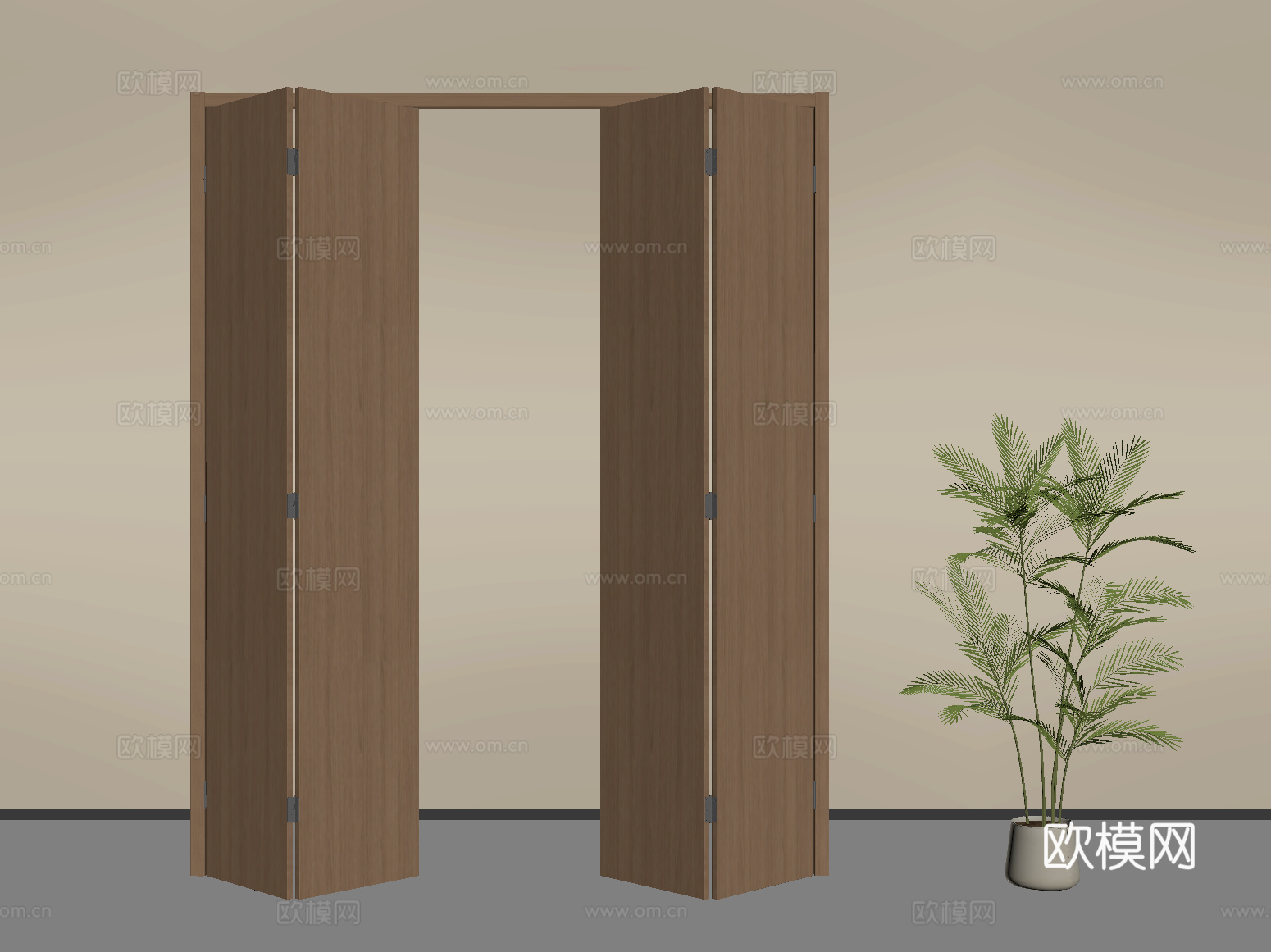 现代折叠门 实木折叠门su模型