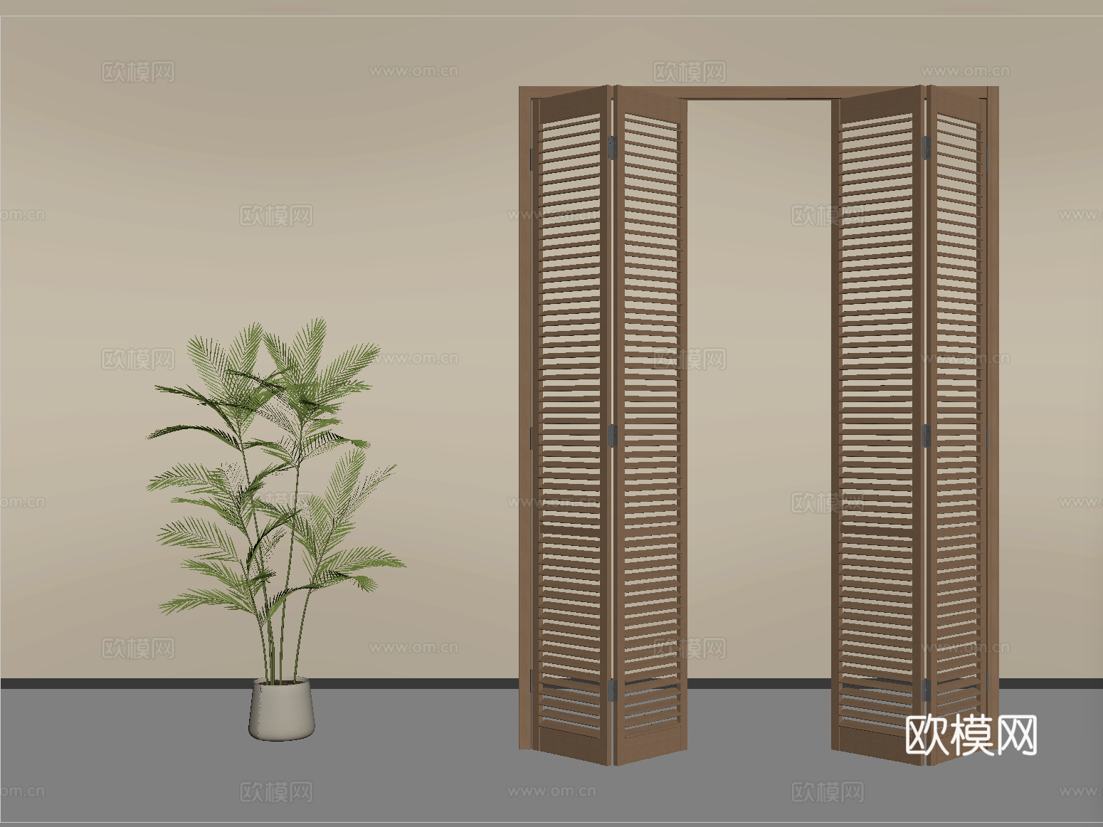 现代折叠门 百叶折叠门su模型