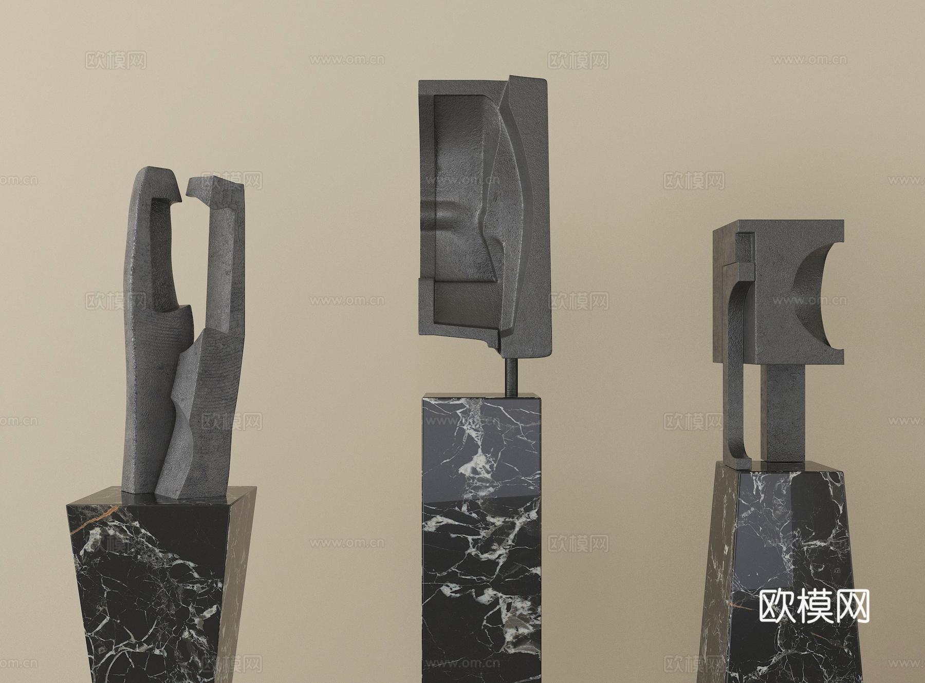 现代雕塑摆件组合 艺术装置su模型