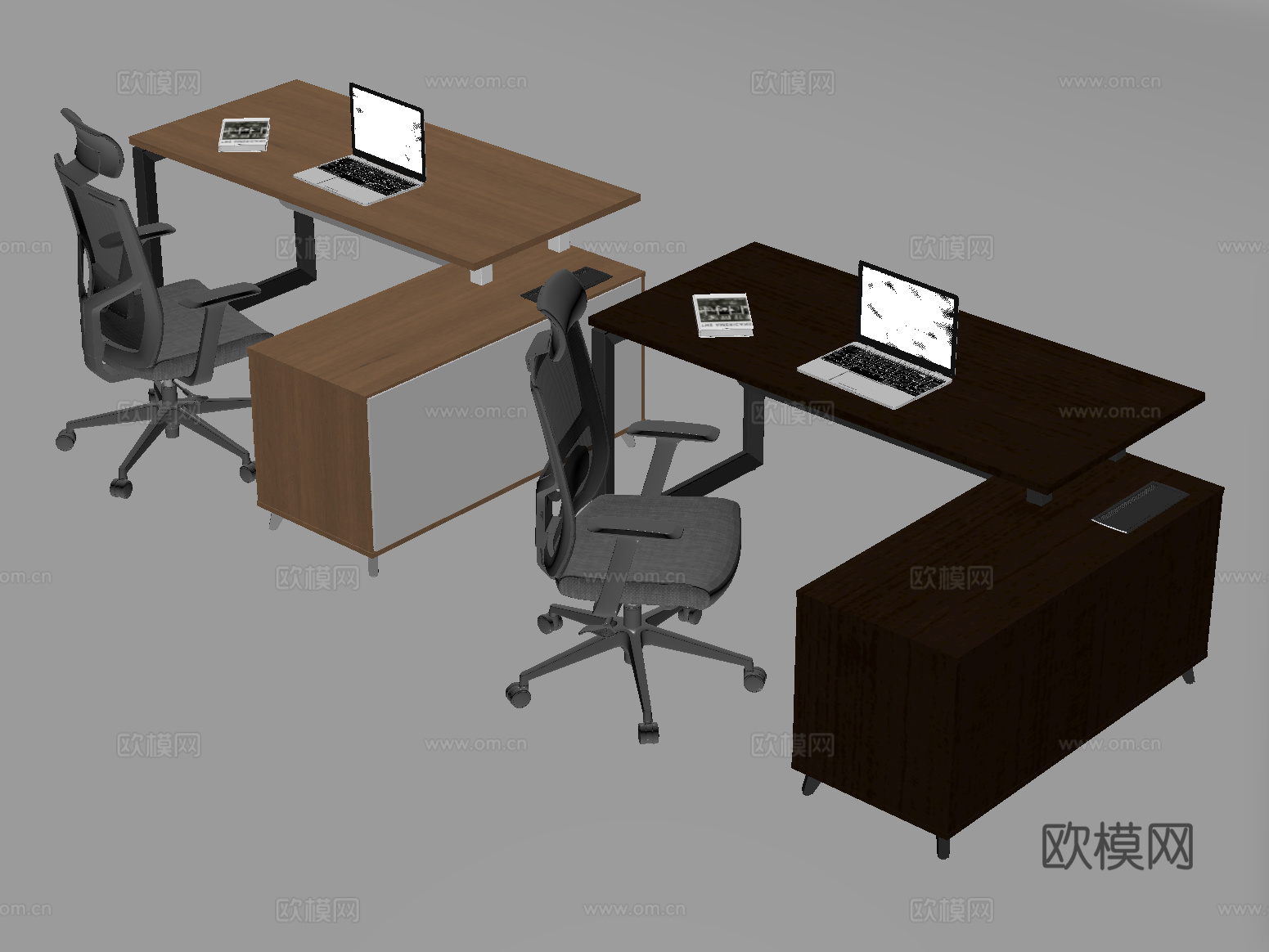现代办公桌椅组合 职员工位 电脑桌su模型