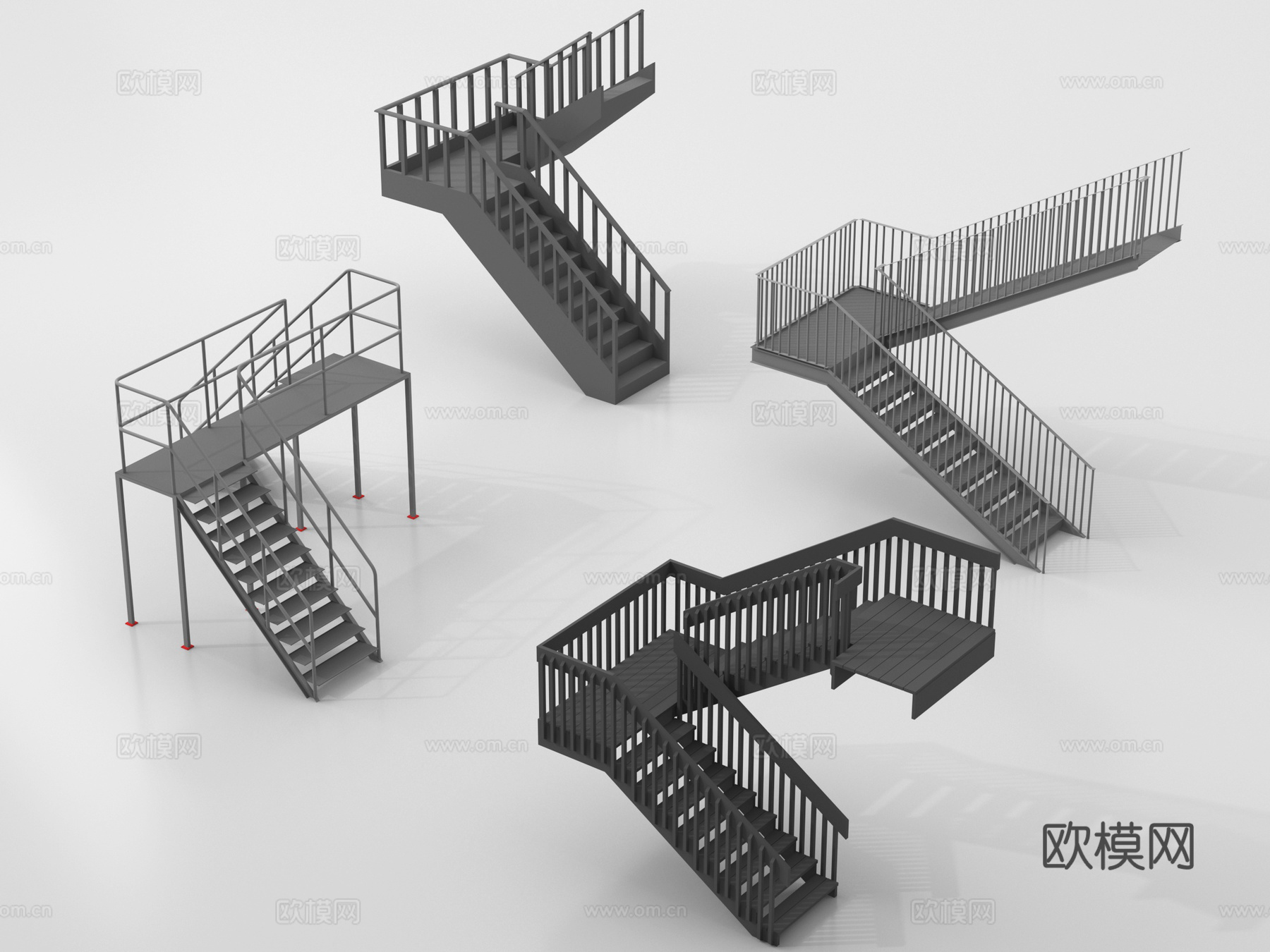 现代楼梯 铁艺楼梯 工业风楼梯 户外楼梯su模型su模型