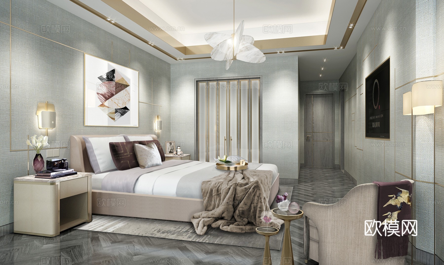 轻奢188平大平层 样板间 最新全套施工图 效果图合集cad施工图