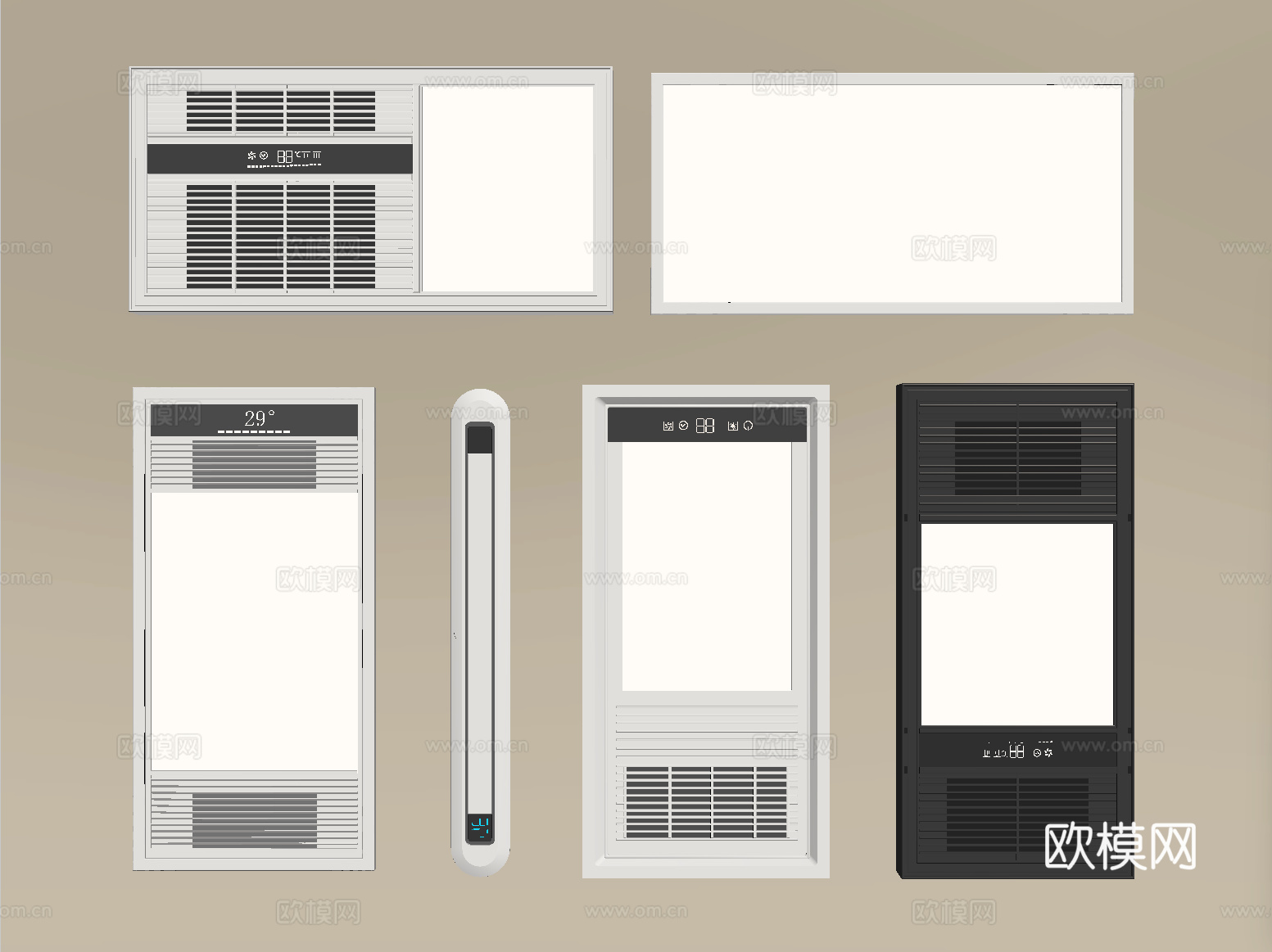 现代浴霸 集成式浴霸 线型浴霸 排风扇su模型