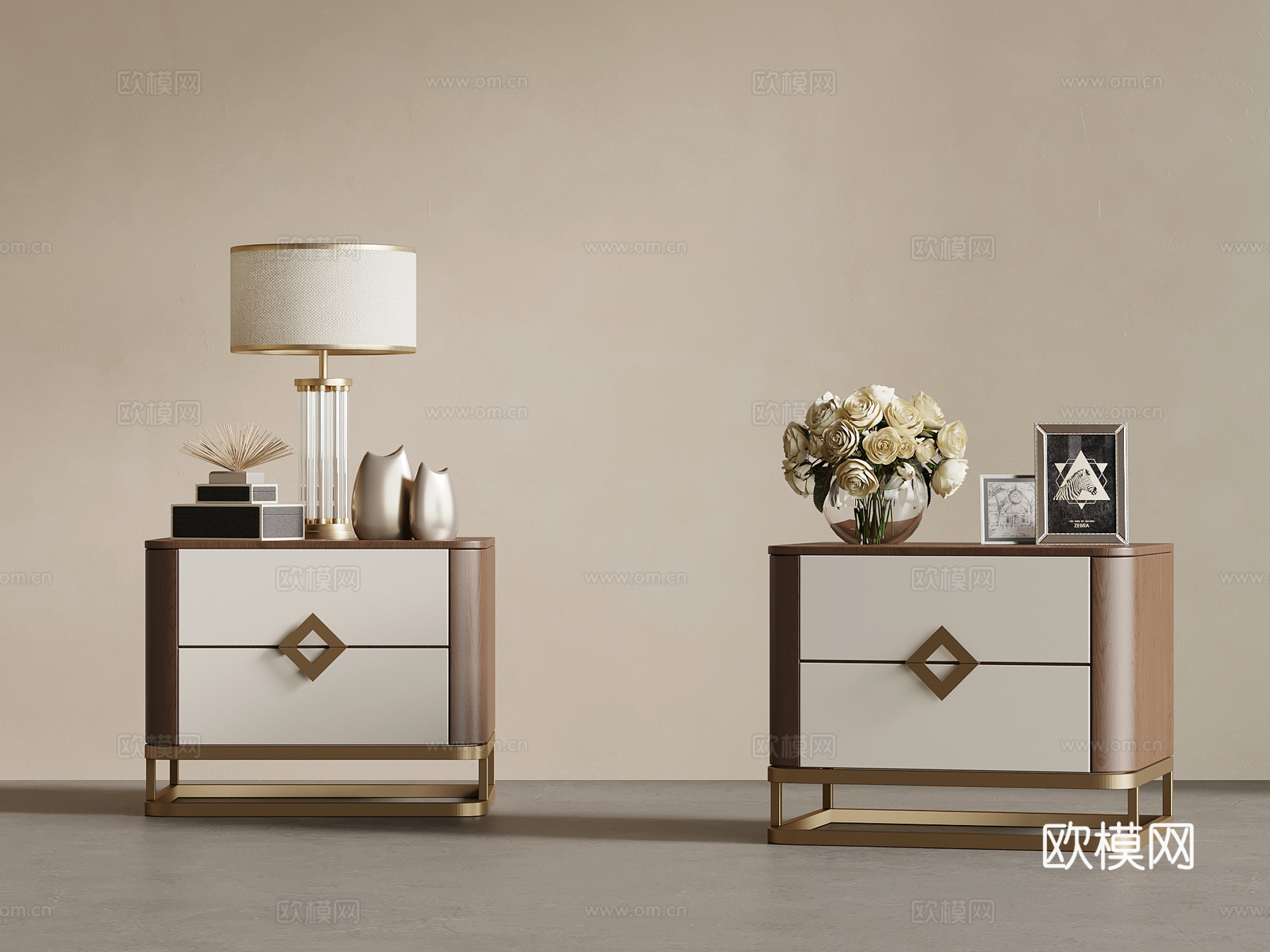 新中式床头柜su模型