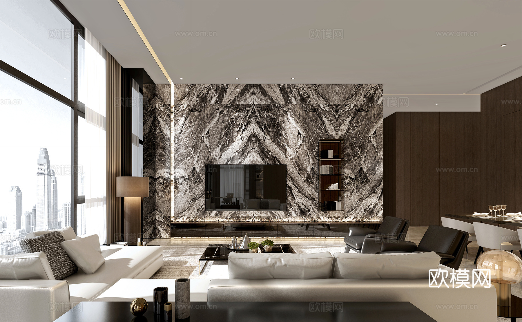 轻奢340平大平层 样板间 最新全套施工图 效果图合集cad施工图