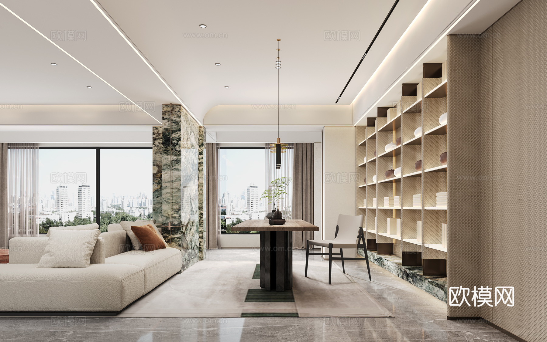 现代客餐厅3d模型下载（渲染图5）