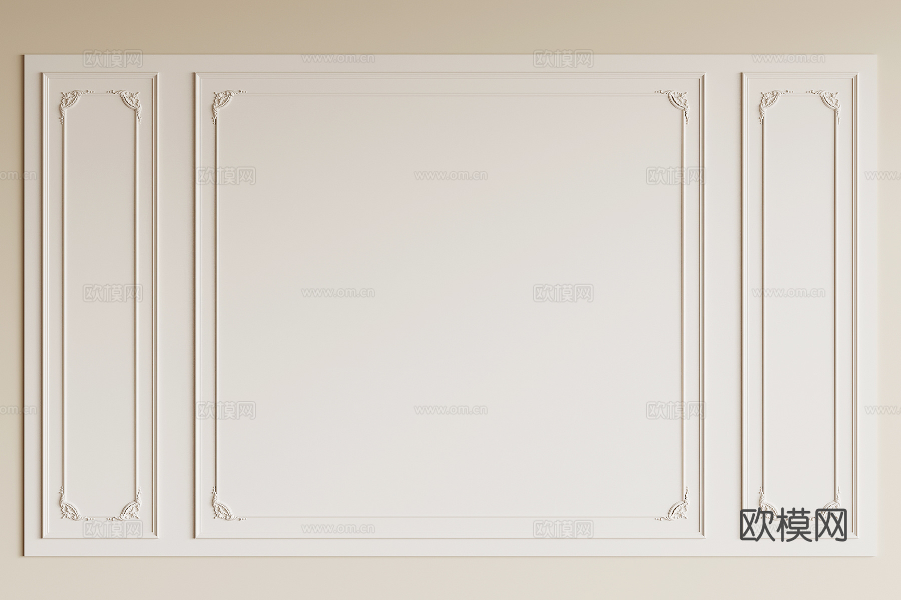 法式复古线条 石膏线 背景墙su模型