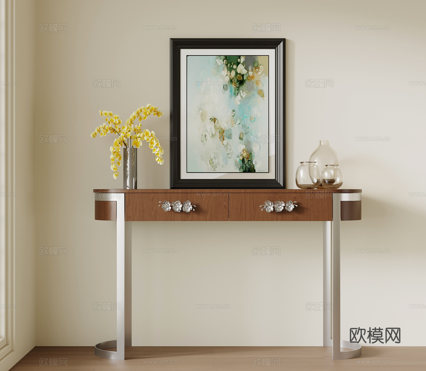 中古风端景台 玄关台 复古边柜3d模型下载