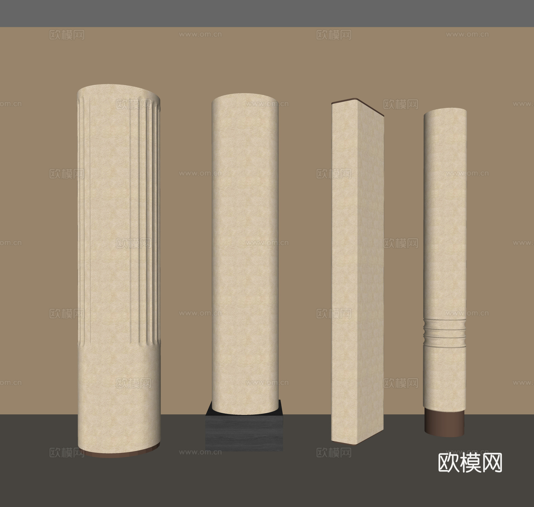 现代柱子 圆柱 造型柱 壁灯 石柱 装饰柱su模型