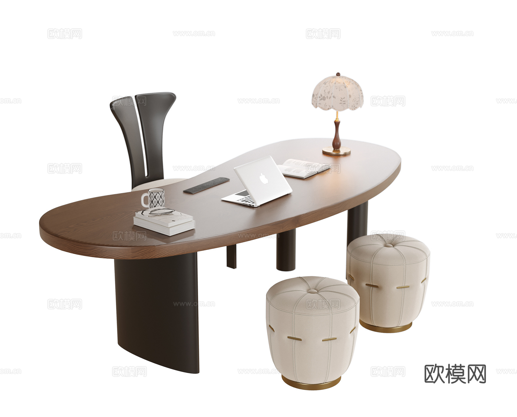 现代书桌椅 凳子 书桌su模型