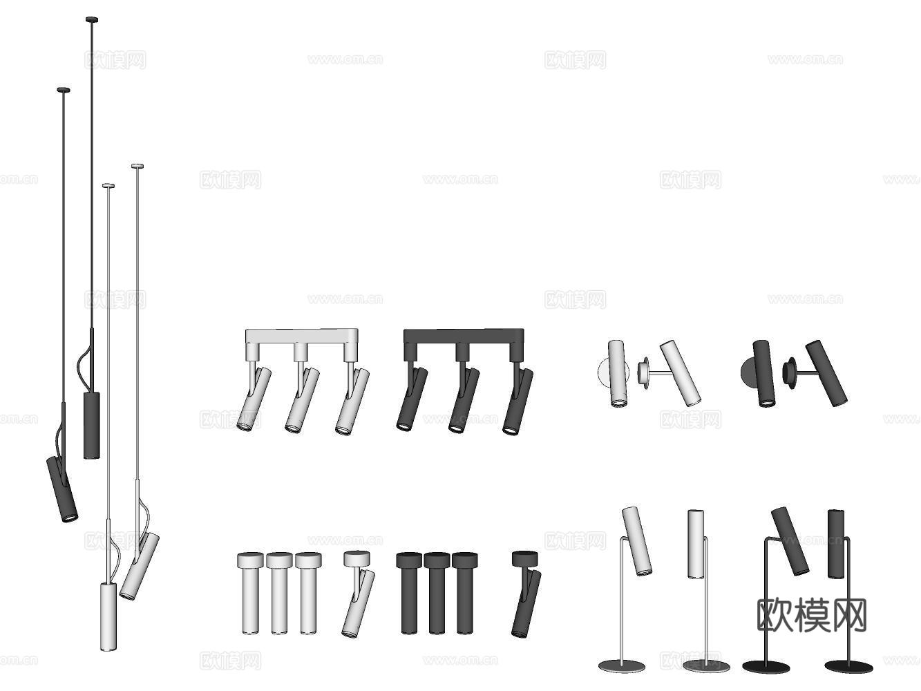 筒灯射灯su模型