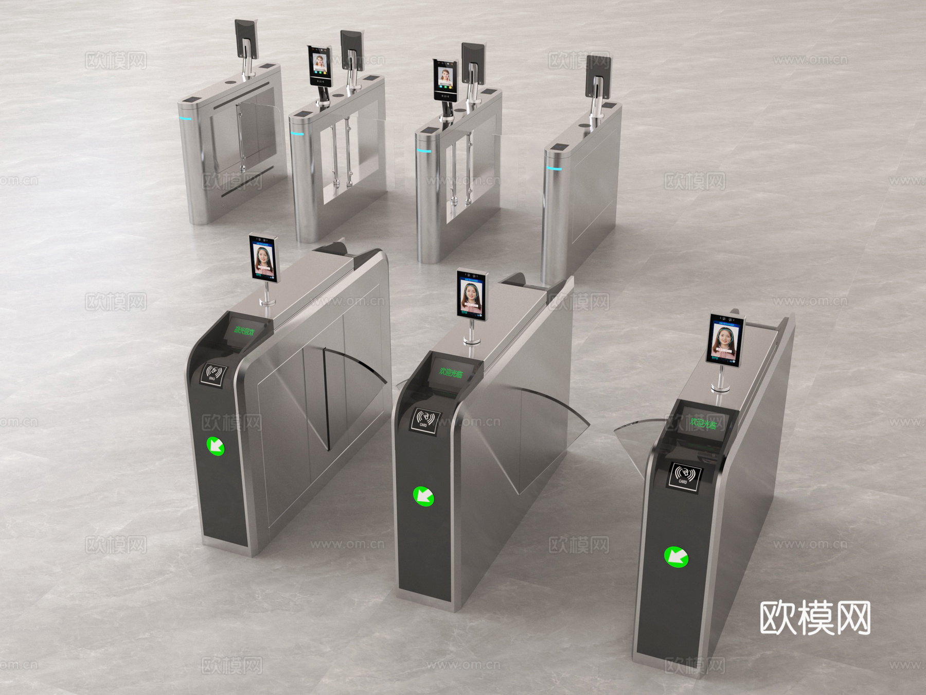 现代门禁 闸机 门禁机 闸门 感应门 门闸su模型