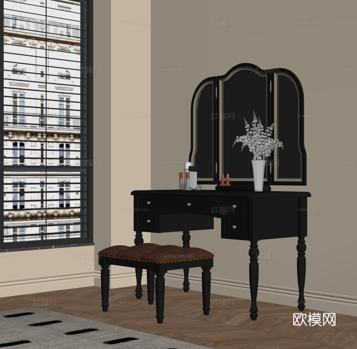 法式复古风梳妆台su模型
