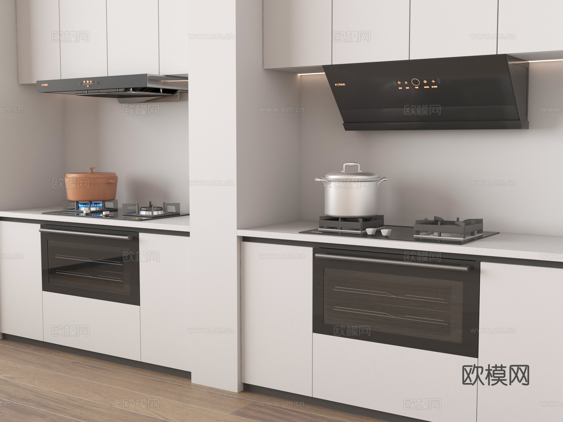 现代油烟机 侧吸油烟机 燃气灶 炉具su模型