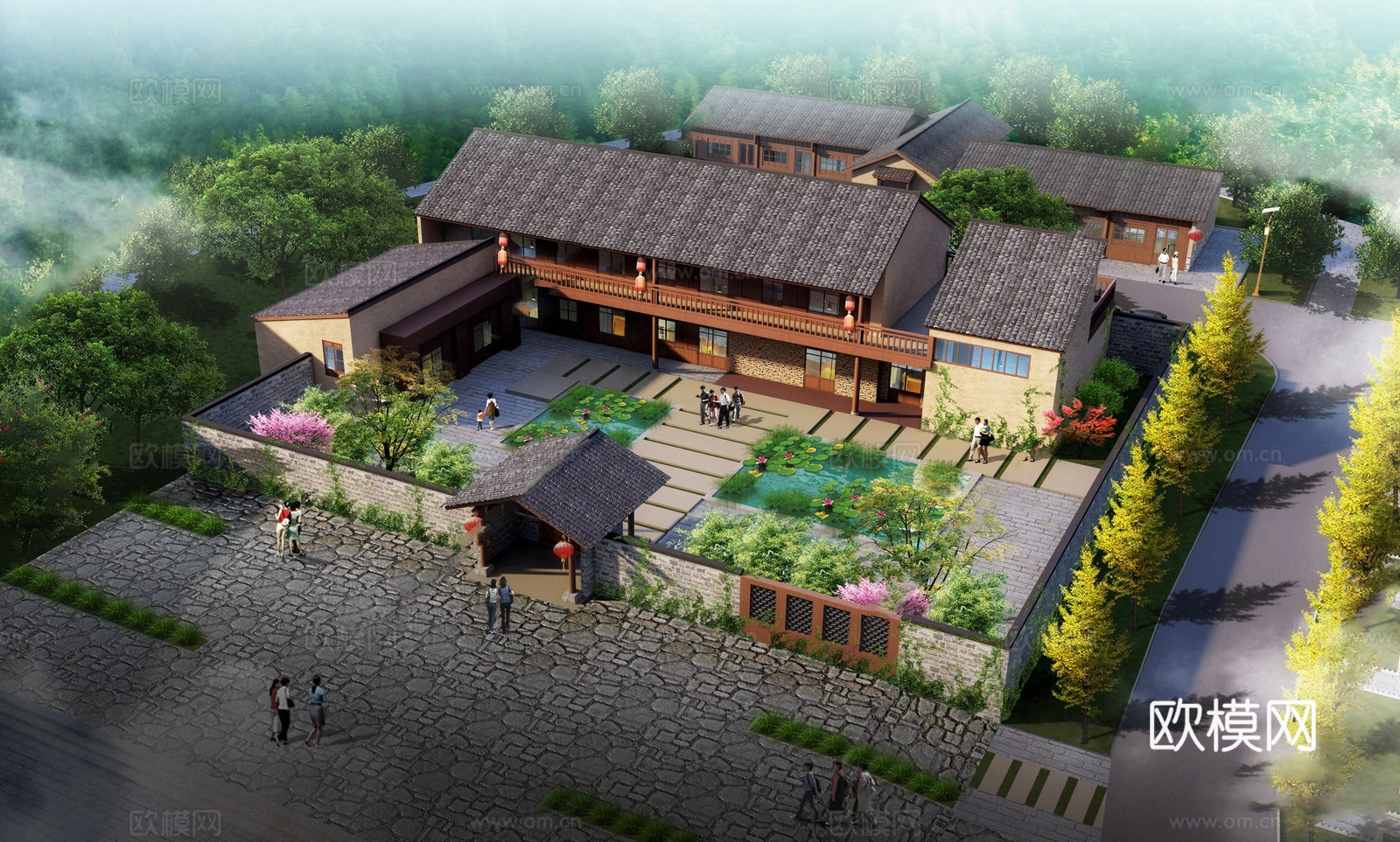 新中式乡村庭院 乡村民房 古建民俗su模型