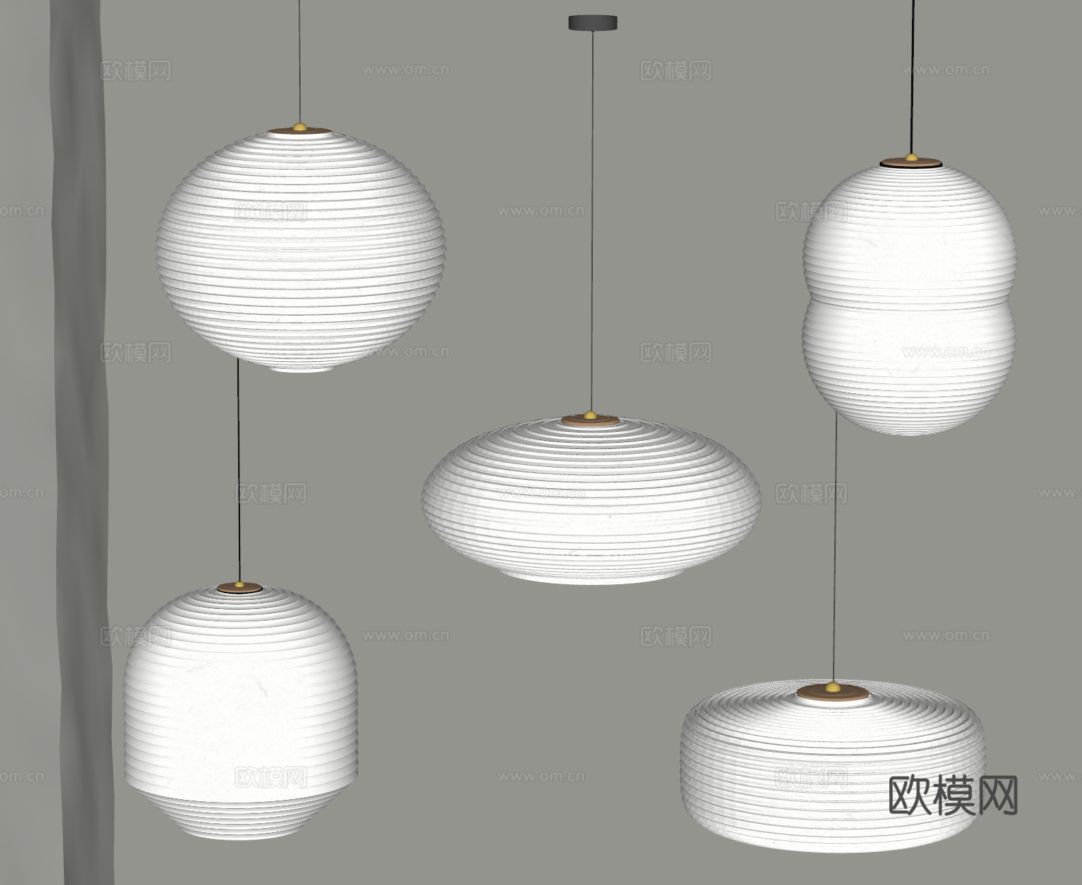 侘寂风 日式吊灯 纸灯 灯笼su模型