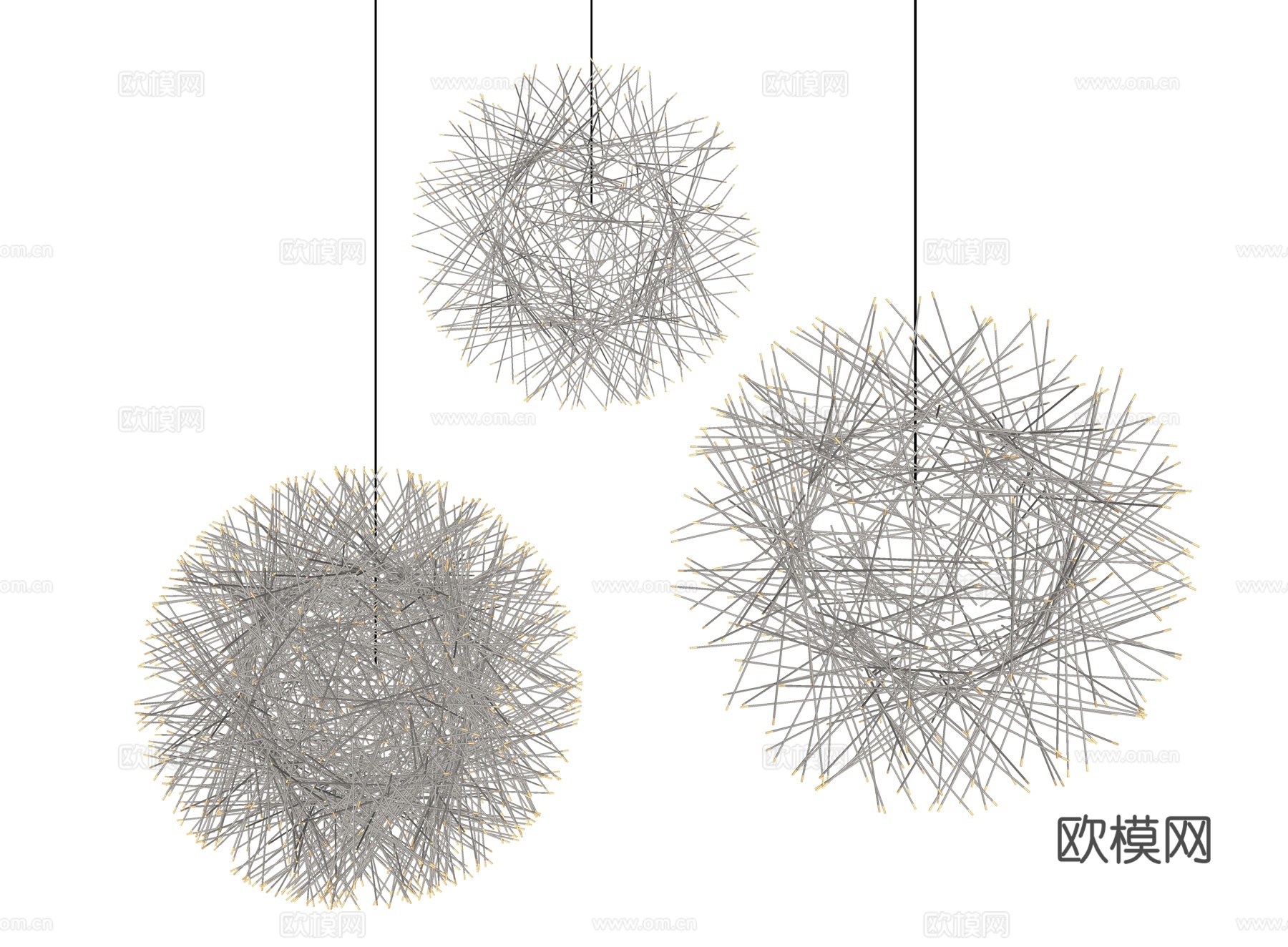 球形吊灯 创意吊灯 鸟巢吊灯 树枝吊灯 随机吊灯su模型