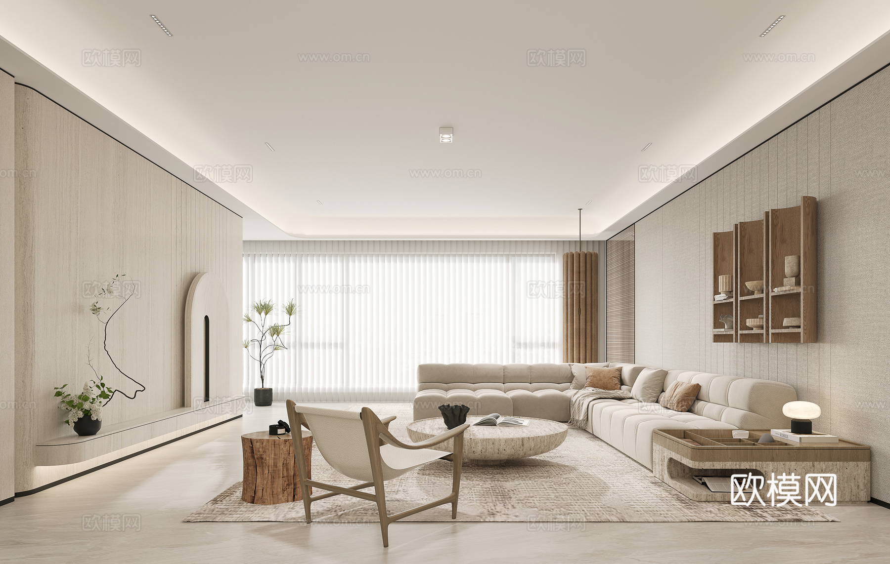 现代客餐厅3d模型下载（渲染图2）