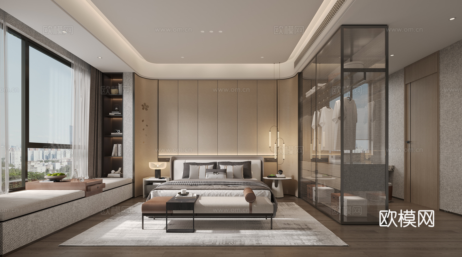 现代主卧室3d模型下载
