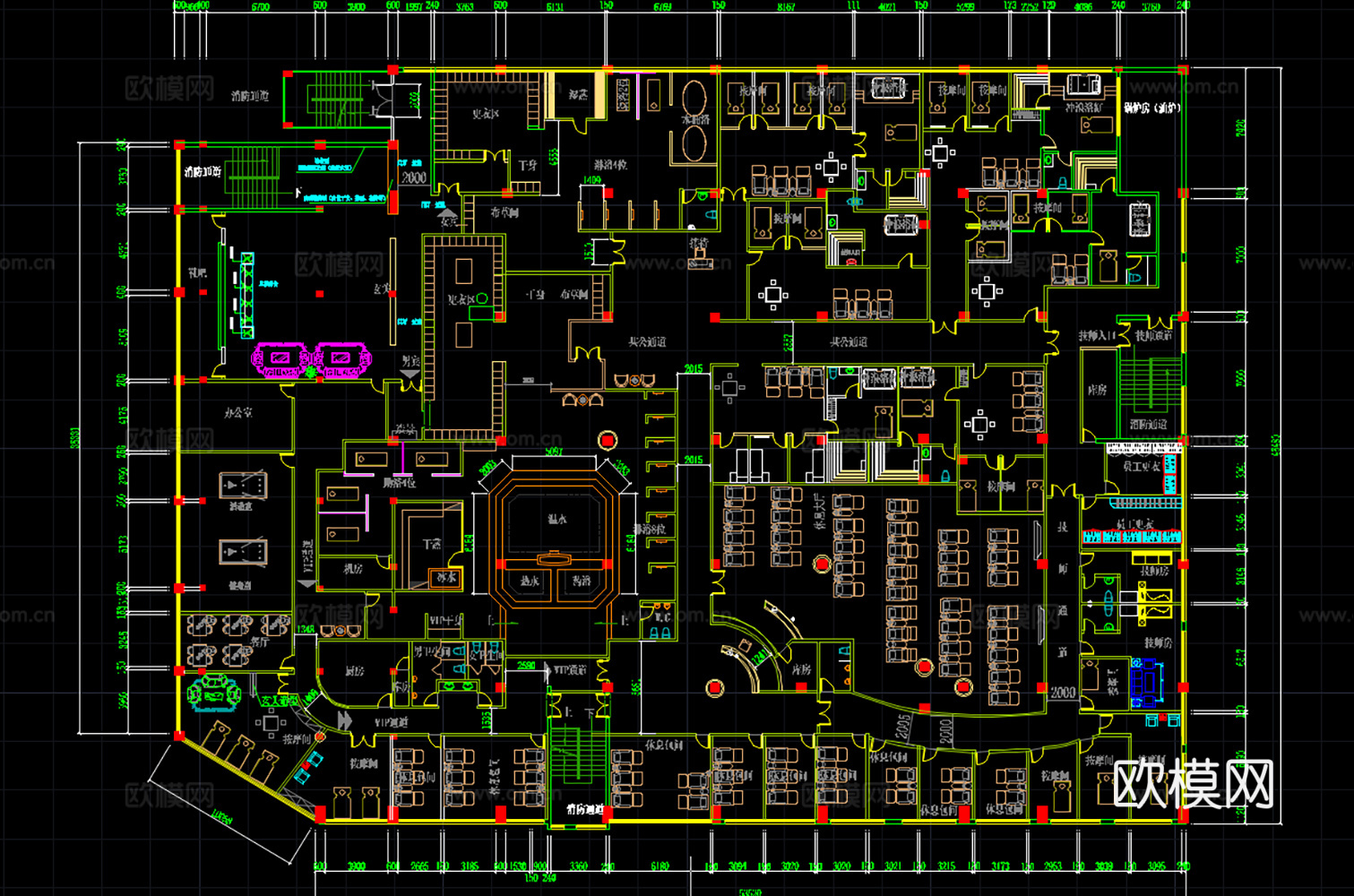 140套桑拿洗浴中心CAD图纸cad施工图