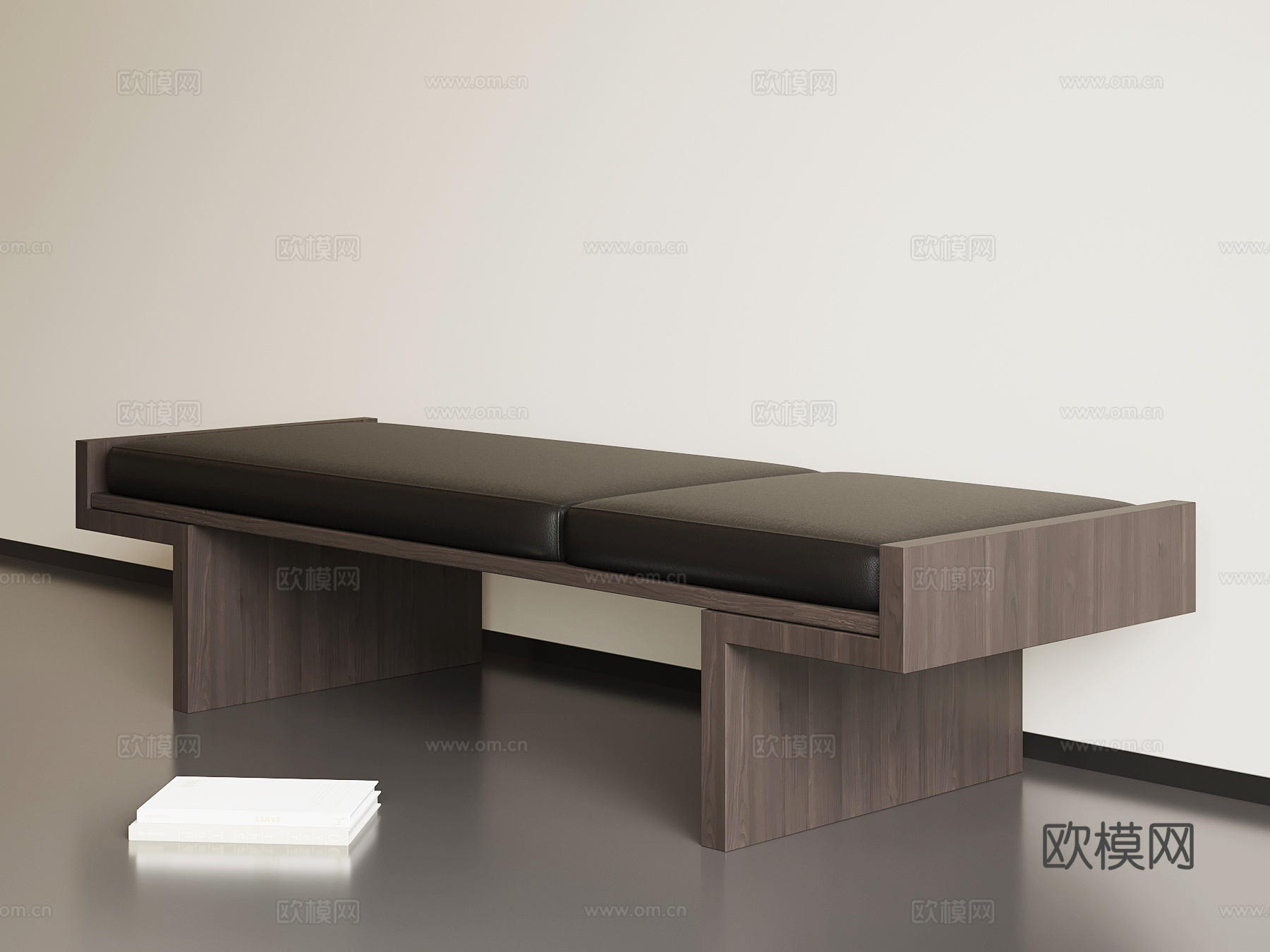 现代意式床尾凳 换鞋凳 条形凳子su模型su模型下载（渲染图1）