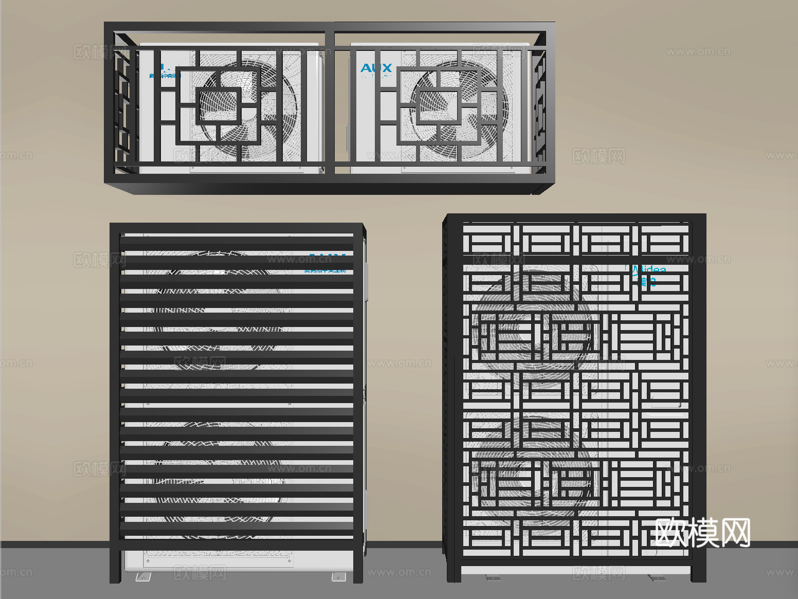 现代空调外机 中央空调 空调外机保护罩su模型