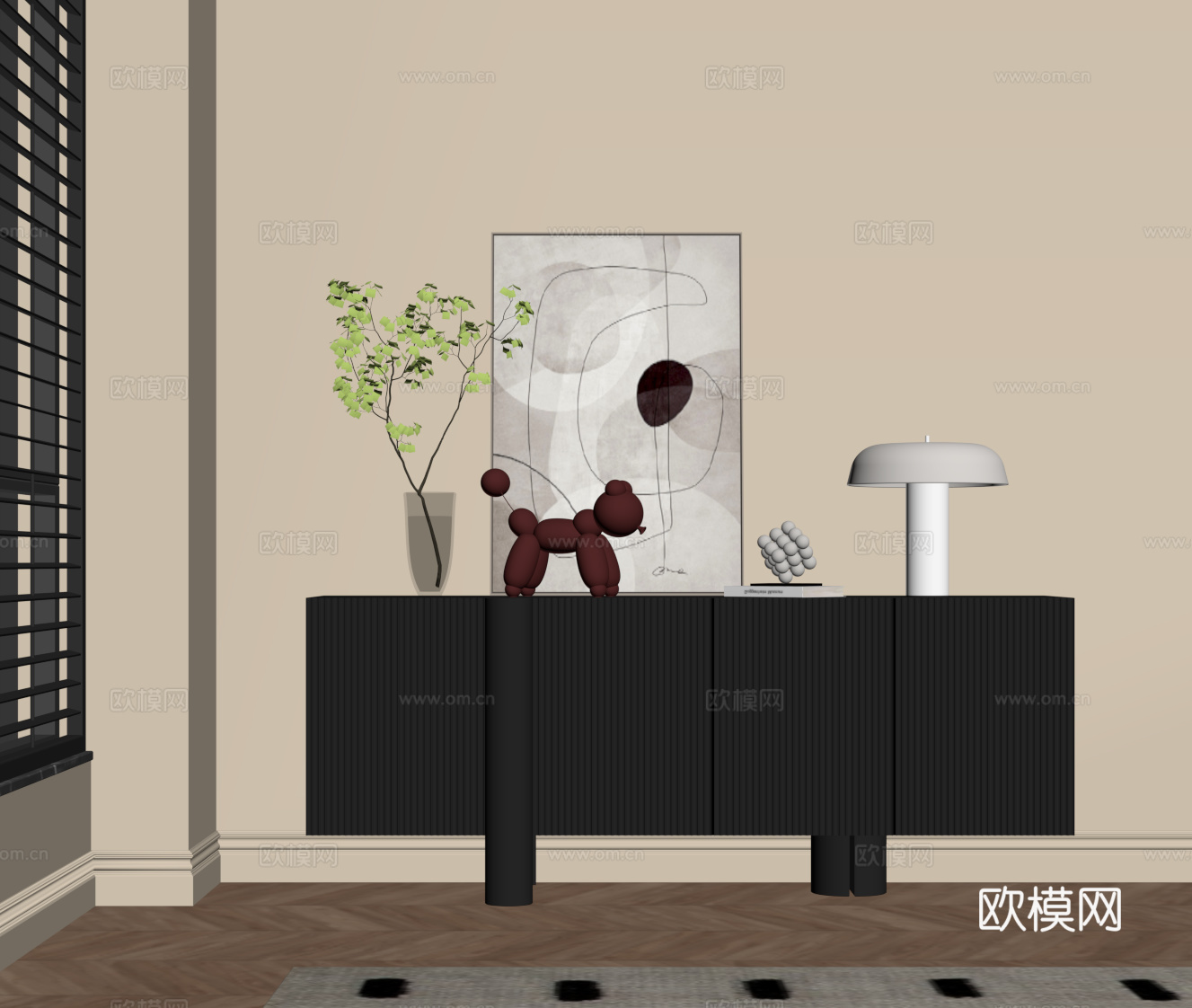 法式复古风玄关柜 边柜su模型