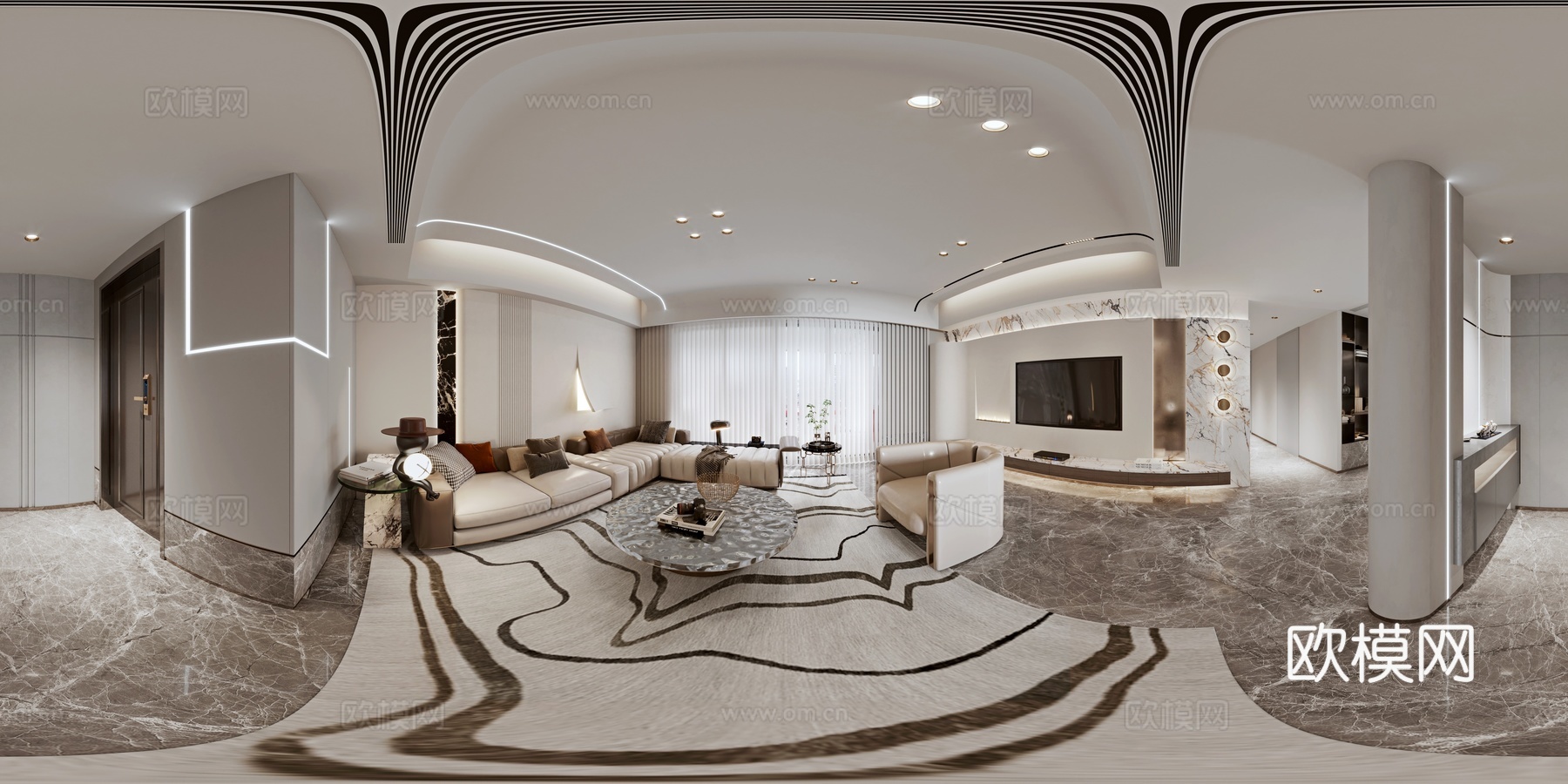 轻奢大平层 样板间 最新全套施工图 效果图合集cad施工图