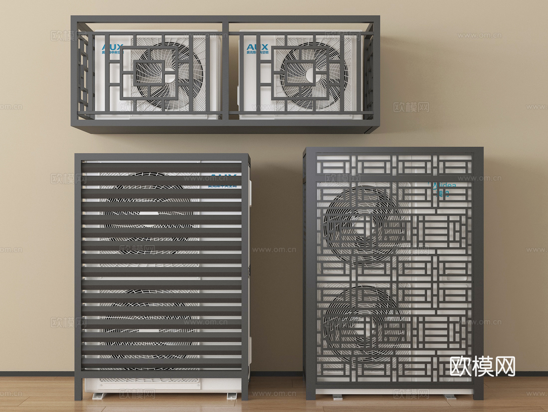 现代空调外机 中央空调 空调外机保护罩su模型