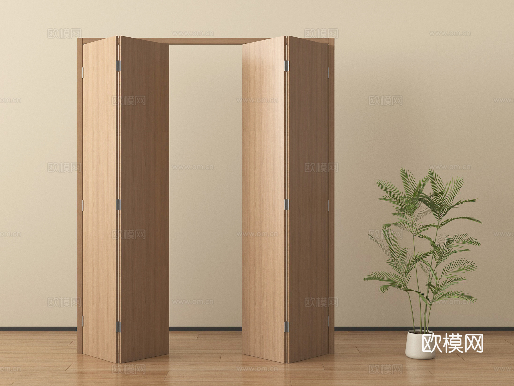 现代折叠门 实木折叠门su模型