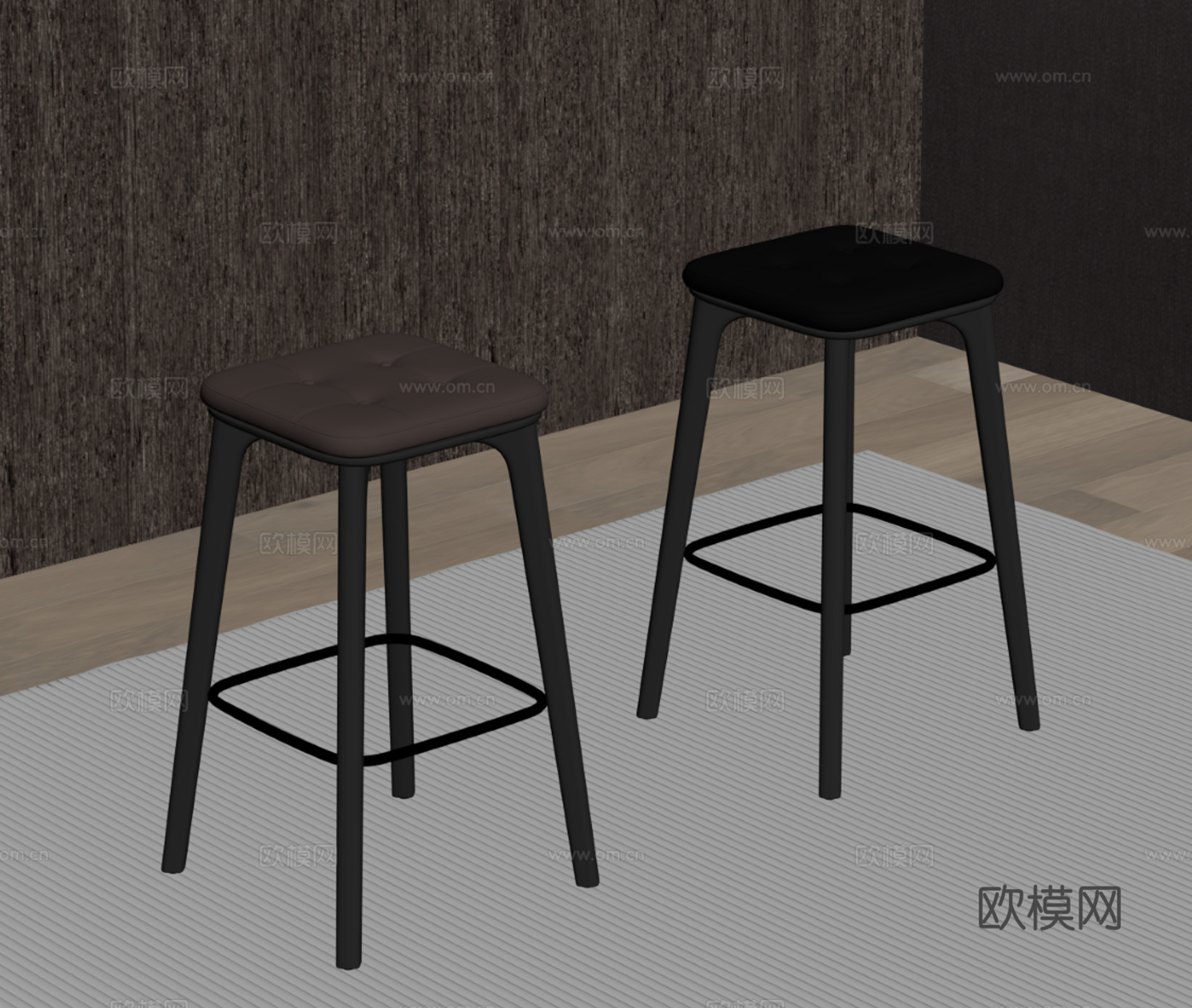 现代意式吧凳 皮质吧凳su模型