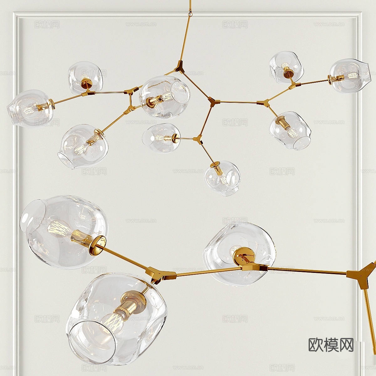分支气泡灯9灯3d模型下载