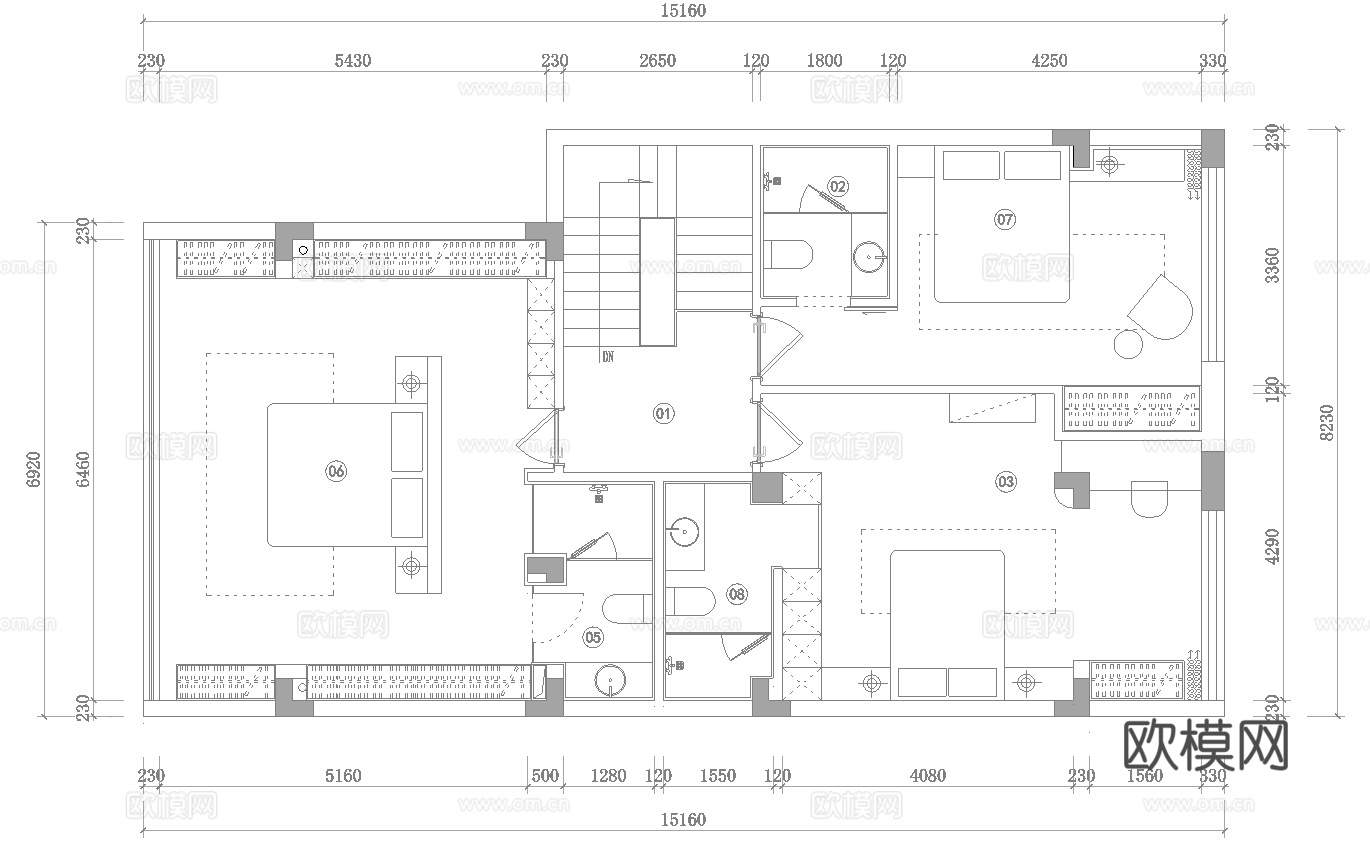 轻奢现代法式别墅 最新全套施工图 效果图合集cad施工图