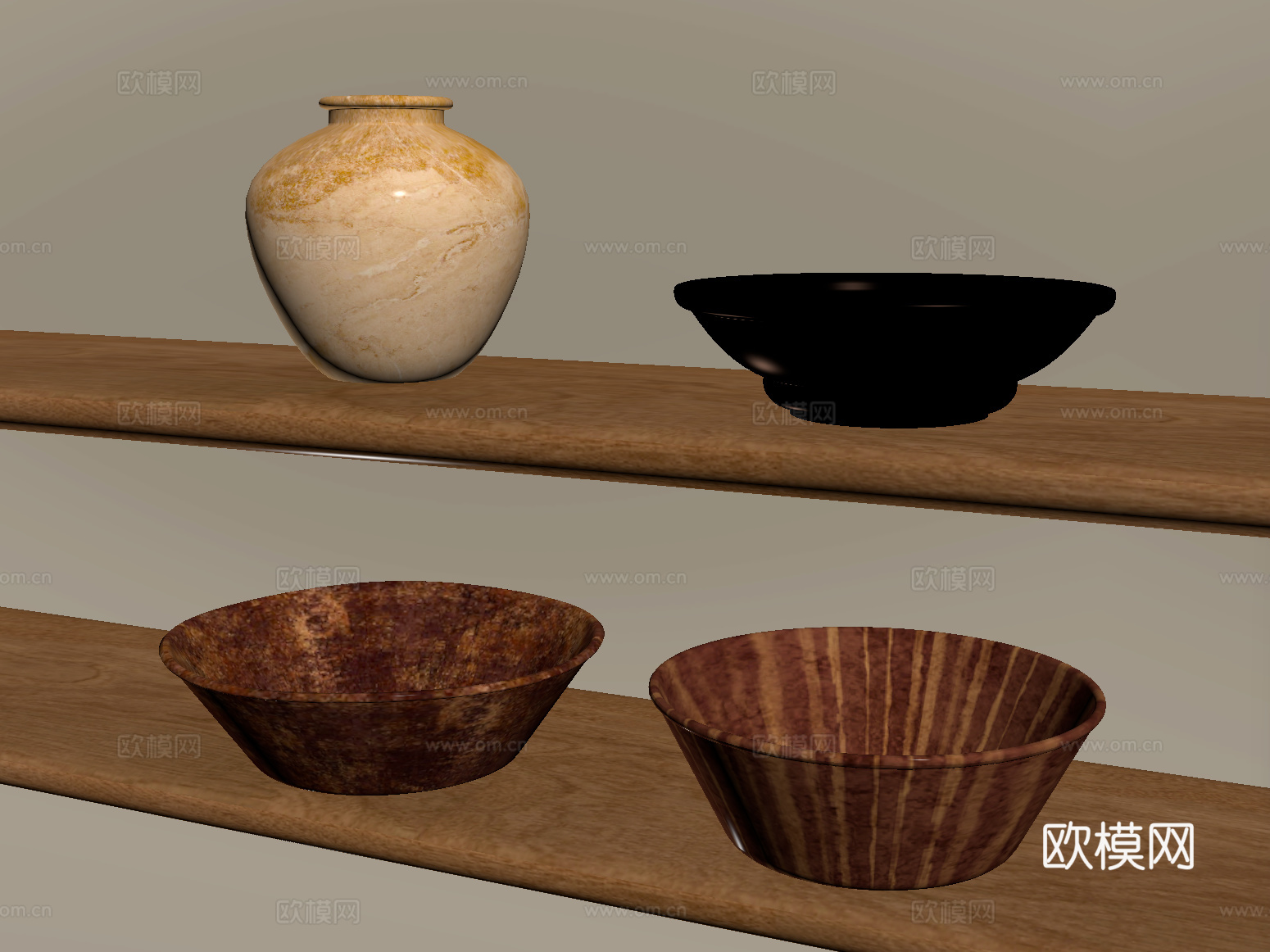 侘寂风陶罐器皿摆件su模型