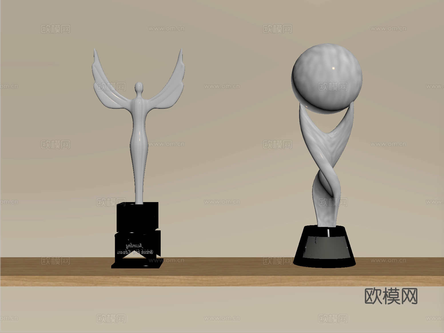 现代奖杯 摆件su模型