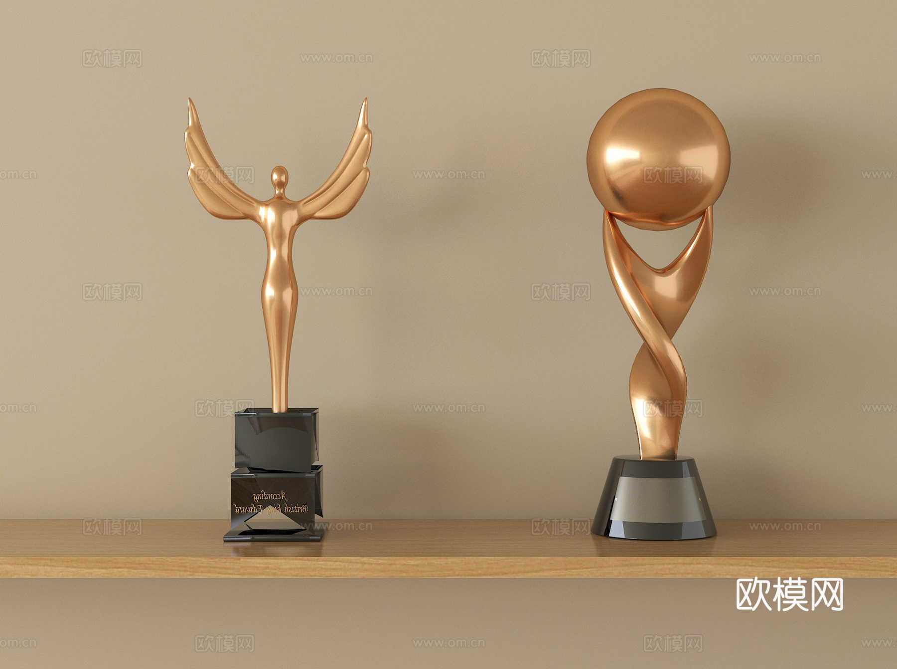 现代奖杯 摆件su模型