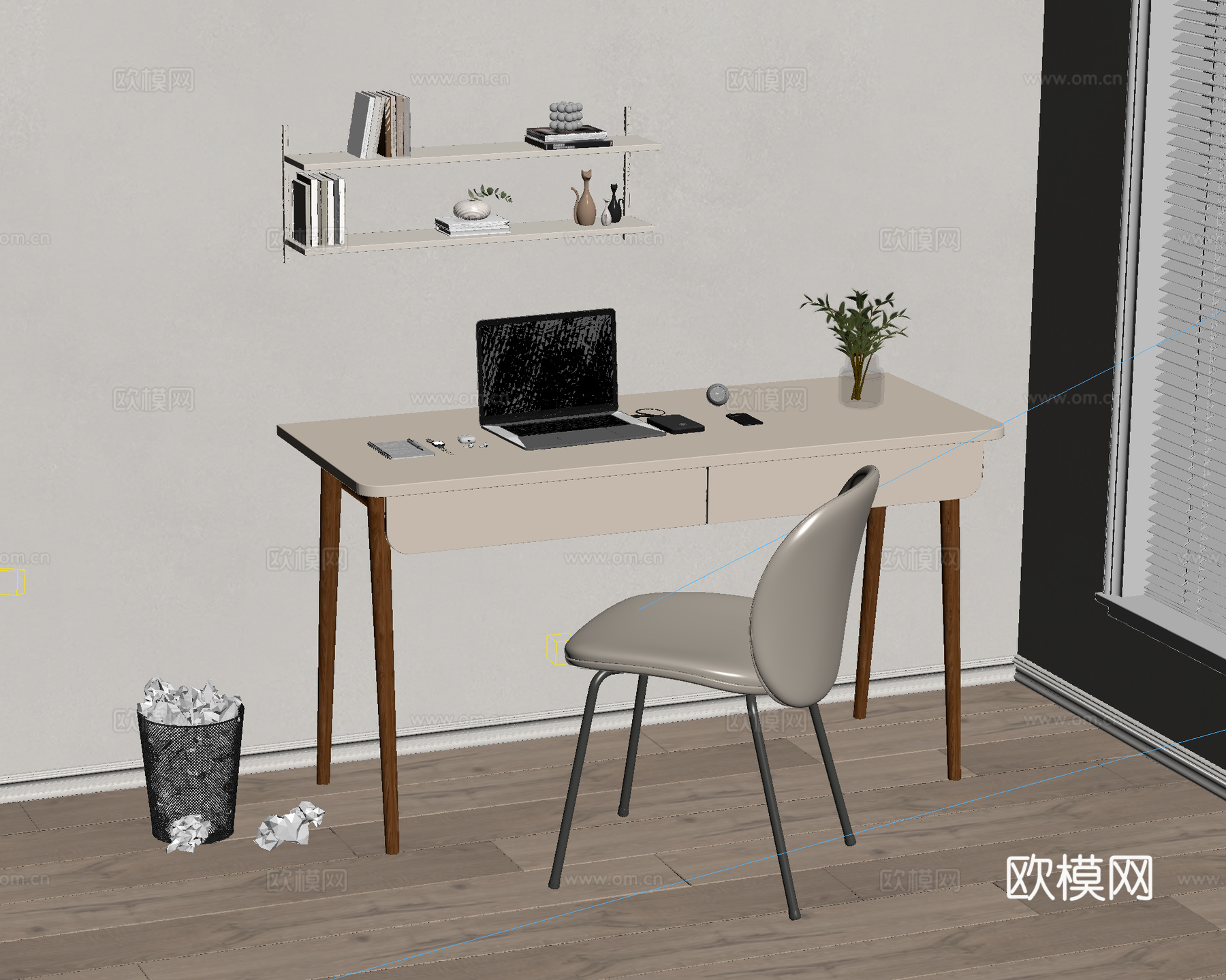 现代书桌su模型