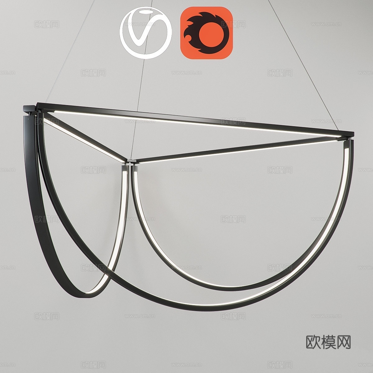 AlexAllen工作室和弦簇吊灯48盏3d模型下载