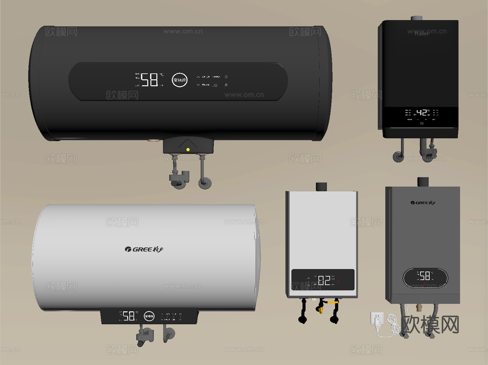 现代热水器 电热水器 燃气热水器su模型