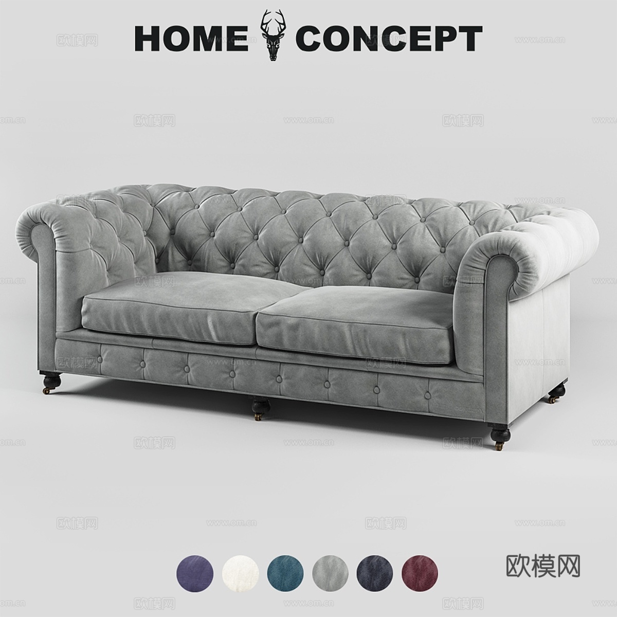OM 2.5座肯辛顿沙发，织物饰边，肯辛顿3d模型下载