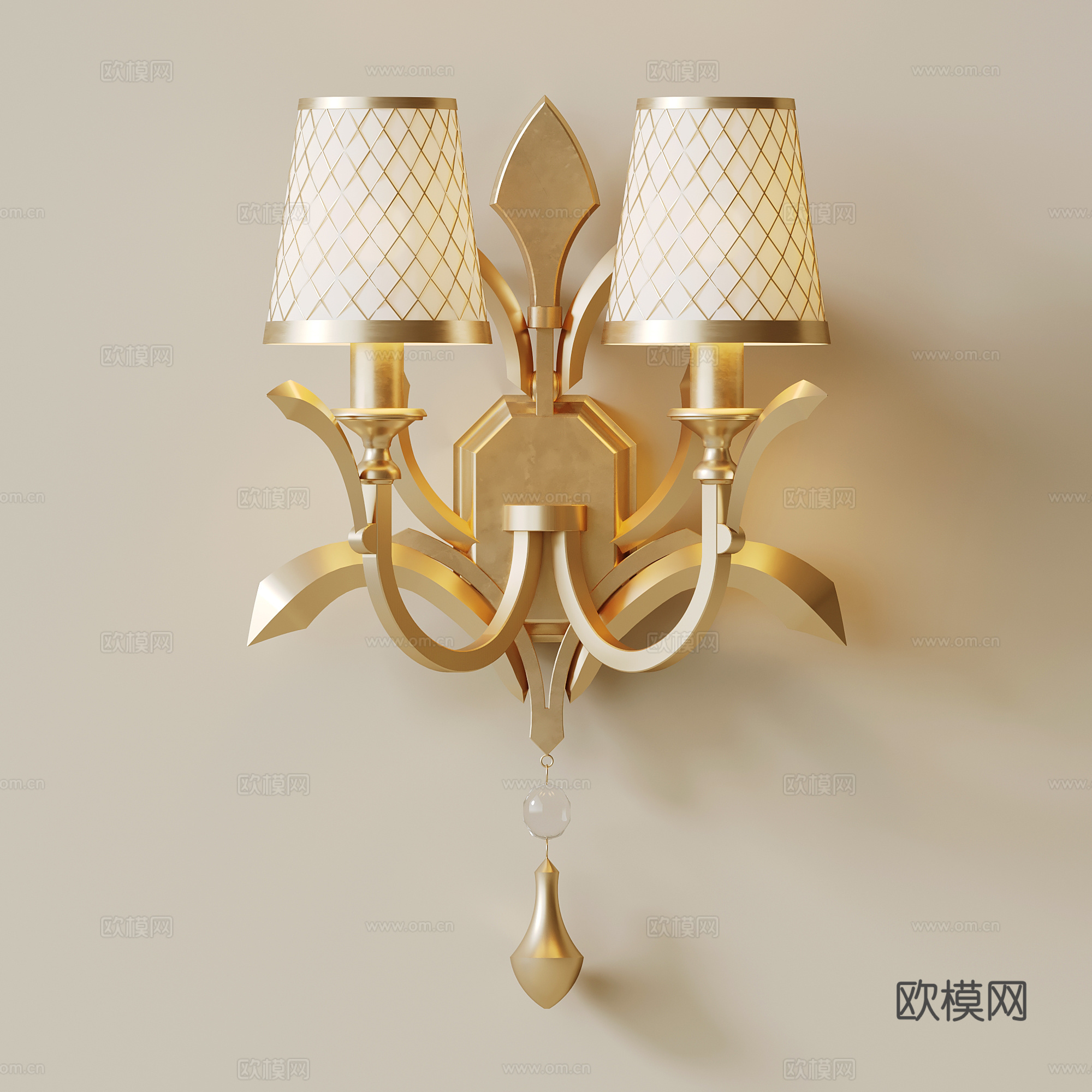 法式复古壁灯 金属壁灯3d模型下载