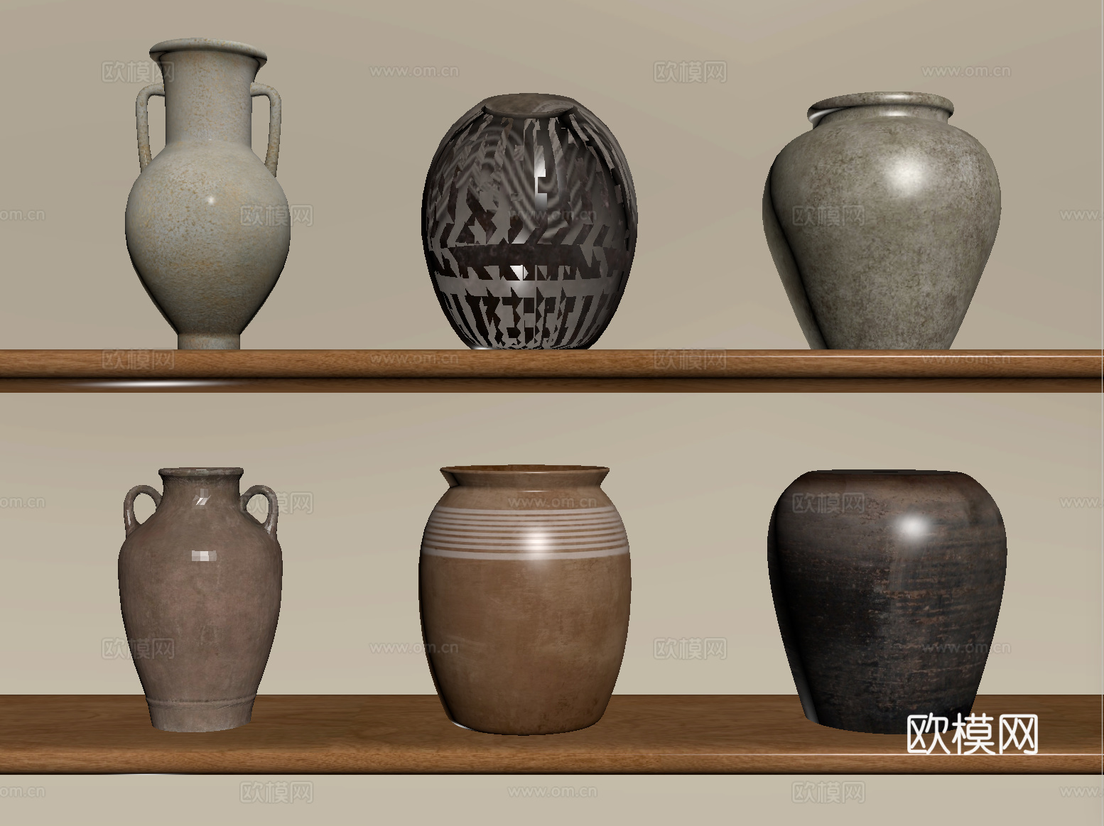 侘寂风陶罐器皿摆件su模型