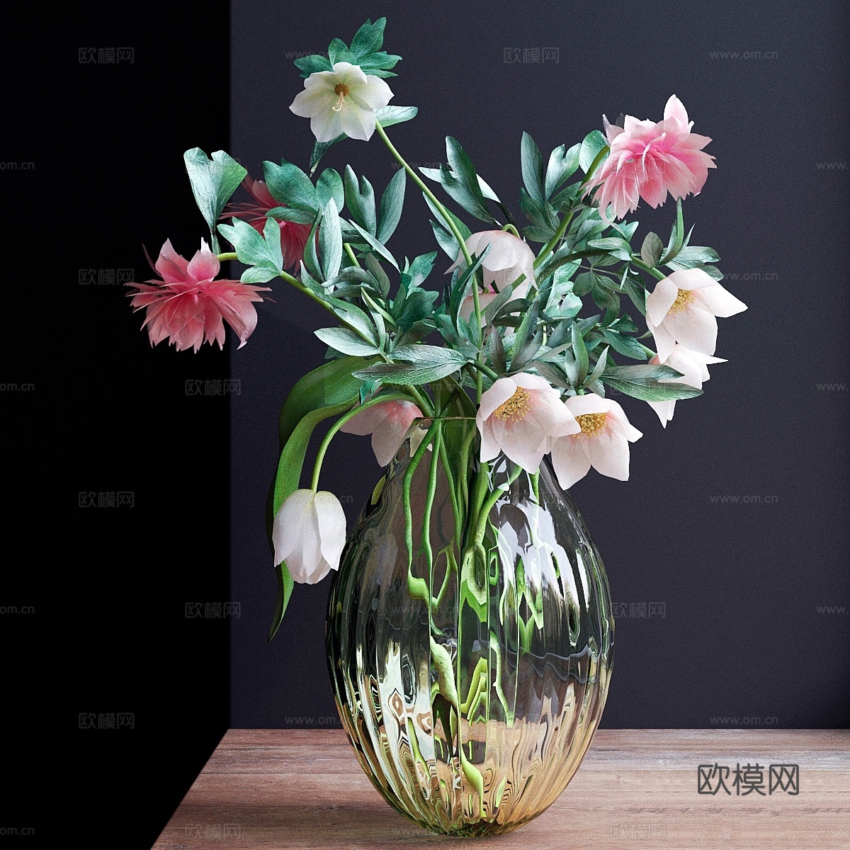 花瓶插花束 243d模型下载