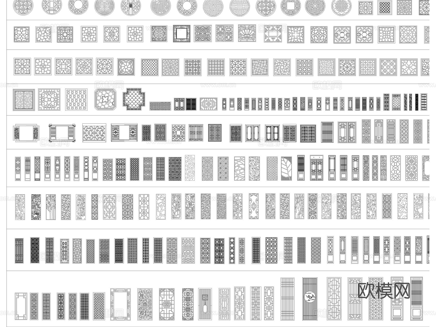 2026年最新中式窗户窗花镂花窗CAD图库cad施工图