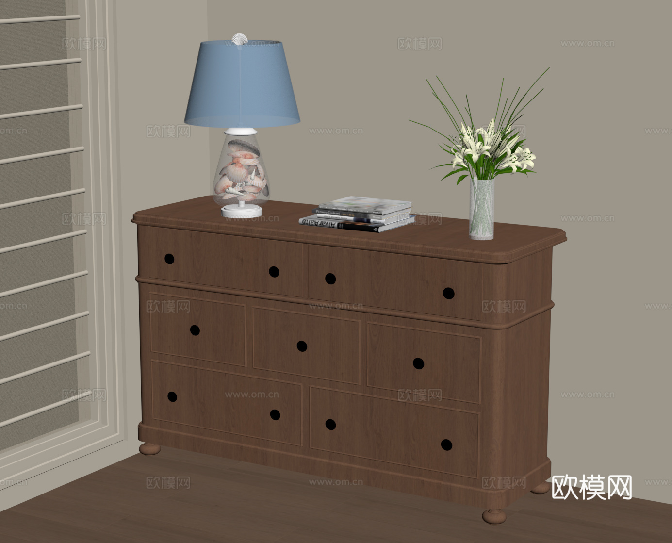 中古风边柜 餐边柜su模型