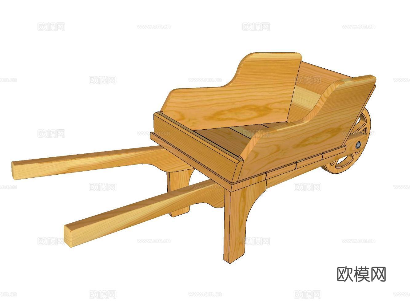 独轮车工地推车su模型