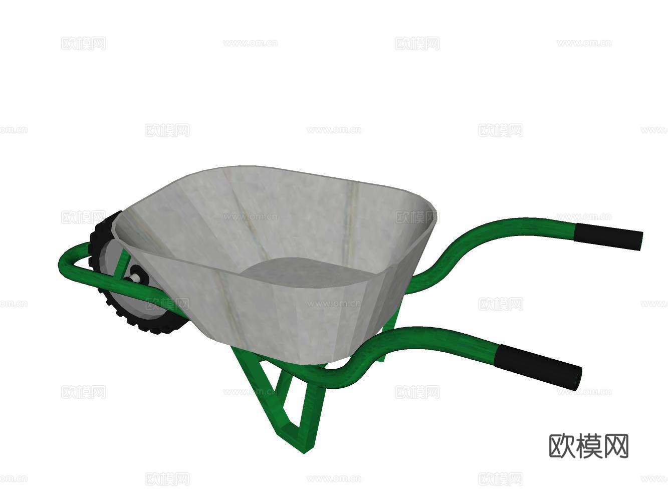 独轮车工地推车su模型