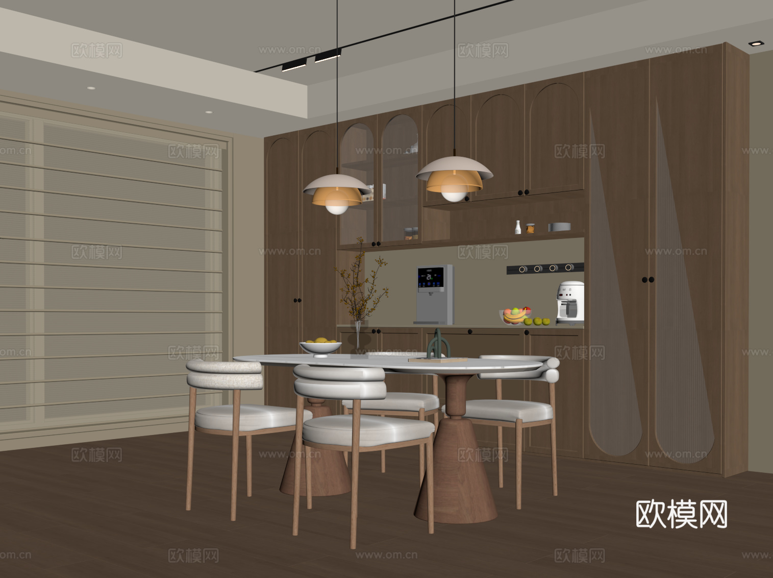 中古风餐厅su模型