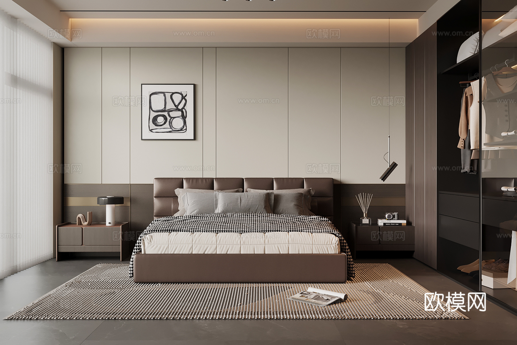 现代意式卧室su模型